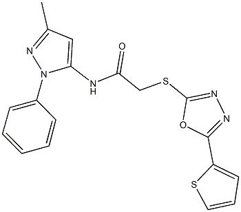 N-(3-methyl-1-phenyl-1H-pyrazol-5-yl)-2-{[5-(2-thienyl)-1,3,4-oxadiazol-2-yl]sulfanyl}acetamide Structure