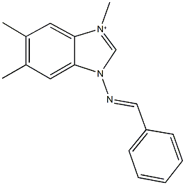 3-(benzylideneamino)-1,5,6-trimethyl-3H-benzimidazol-1-ium 구조식 이미지