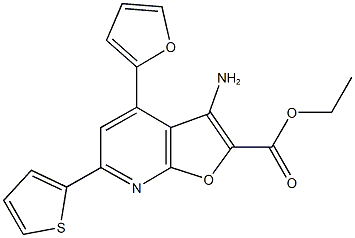 ethyl 3-amino-4-(2-furyl)-6-(2-thienyl)furo[2,3-b]pyridine-2-carboxylate Structure