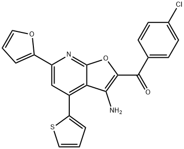 [3-amino-6-(2-furyl)-4-(2-thienyl)furo[2,3-b]pyridin-2-yl](4-chlorophenyl)methanone Structure