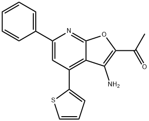 1-[3-amino-6-phenyl-4-(2-thienyl)furo[2,3-b]pyridin-2-yl]ethanone Structure