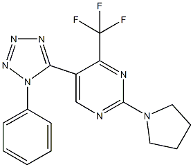 5-(1-phenyl-1H-tetraazol-5-yl)-2-(1-pyrrolidinyl)-4-(trifluoromethyl)pyrimidine Structure