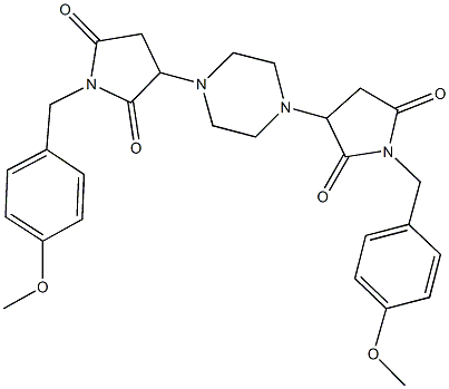 1-(4-methoxybenzyl)-3-{4-[1-(4-methoxybenzyl)-2,5-dioxo-3-pyrrolidinyl]-1-piperazinyl}-2,5-pyrrolidinedione 구조식 이미지