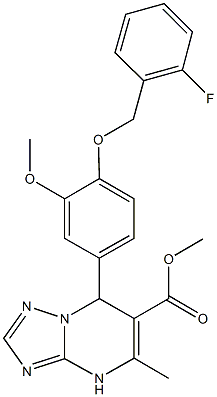 methyl7-{4-[(2-fluorobenzyl)oxy]-3-methoxyphenyl}-5-methyl-4,7-dihydro[1,2,4]triazolo[1,5-a]pyrimidine-6-carboxylate Structure