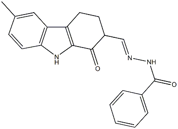 N'-[(6-methyl-1-oxo-2,3,4,9-tetrahydro-1H-carbazol-2-yl)methylene]benzohydrazide 구조식 이미지