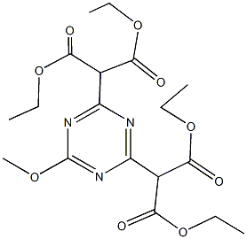 diethyl 2-{4-[2-ethoxy-1-(ethoxycarbonyl)-2-oxoethyl]-6-methoxy-1,3,5-triazin-2-yl}malonate 구조식 이미지
