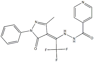 N'-[2,2,2-trifluoro-1-(3-methyl-5-oxo-1-phenyl-1,5-dihydro-4H-pyrazol-4-ylidene)ethyl]isonicotinohydrazide Structure