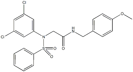 2-[3,5-dichloro(phenylsulfonyl)anilino]-N-(4-methoxybenzyl)acetamide 구조식 이미지