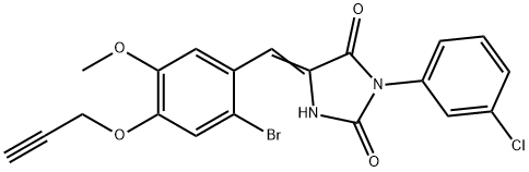 5-[2-bromo-5-methoxy-4-(2-propynyloxy)benzylidene]-3-(3-chlorophenyl)-2,4-imidazolidinedione Structure