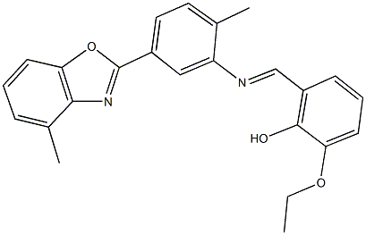 2-ethoxy-6-({[2-methyl-5-(4-methyl-1,3-benzoxazol-2-yl)phenyl]imino}methyl)phenol 구조식 이미지