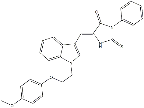 5-({1-[2-(4-methoxyphenoxy)ethyl]-1H-indol-3-yl}methylene)-3-phenyl-2-thioxo-4-imidazolidinone 구조식 이미지