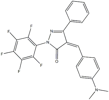 4-[4-(dimethylamino)benzylidene]-2-(2,3,4,5,6-pentafluorophenyl)-5-phenyl-2,4-dihydro-3H-pyrazol-3-one 구조식 이미지