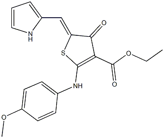 ethyl 2-(4-methoxyanilino)-4-oxo-5-(1H-pyrrol-2-ylmethylene)-4,5-dihydro-3-thiophenecarboxylate 구조식 이미지