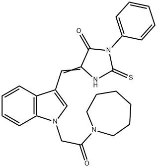 5-({1-[2-(1-azepanyl)-2-oxoethyl]-1H-indol-3-yl}methylene)-3-phenyl-2-thioxo-4-imidazolidinone Structure