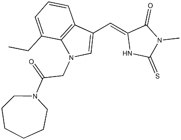 5-({1-[2-(1-azepanyl)-2-oxoethyl]-7-ethyl-1H-indol-3-yl}methylene)-3-methyl-2-thioxo-4-imidazolidinone Structure