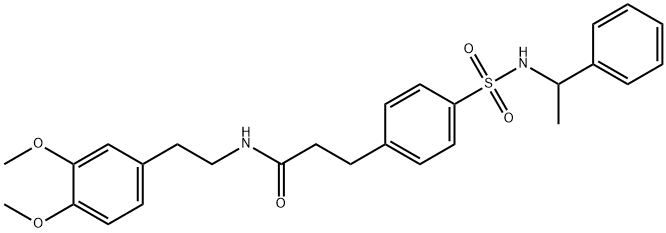 N-[2-(3,4-dimethoxyphenyl)ethyl]-3-(4-{[(1-phenylethyl)amino]sulfonyl}phenyl)propanamide 구조식 이미지