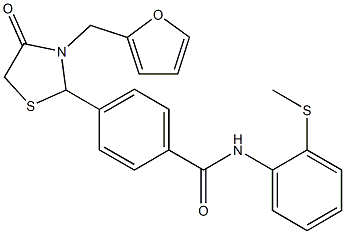 4-[3-(2-furylmethyl)-4-oxo-1,3-thiazolidin-2-yl]-N-[2-(methylsulfanyl)phenyl]benzamide Structure