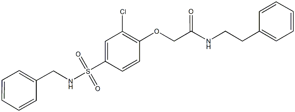 2-{4-[(benzylamino)sulfonyl]-2-chlorophenoxy}-N-(2-phenylethyl)acetamide 구조식 이미지