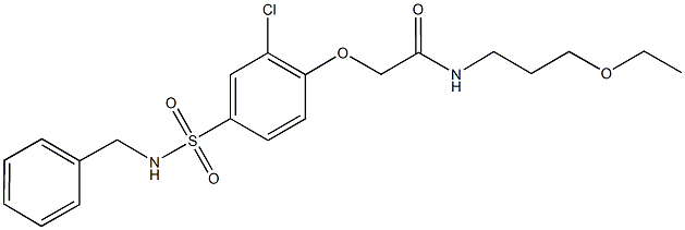 2-{4-[(benzylamino)sulfonyl]-2-chlorophenoxy}-N-(3-ethoxypropyl)acetamide 구조식 이미지