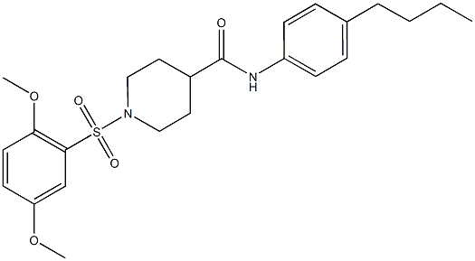 N-(4-butylphenyl)-1-[(2,5-dimethoxyphenyl)sulfonyl]-4-piperidinecarboxamide 구조식 이미지