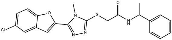 2-{[5-(5-chloro-1-benzofuran-2-yl)-4-methyl-4H-1,2,4-triazol-3-yl]sulfanyl}-N-(1-phenylethyl)acetamide Structure