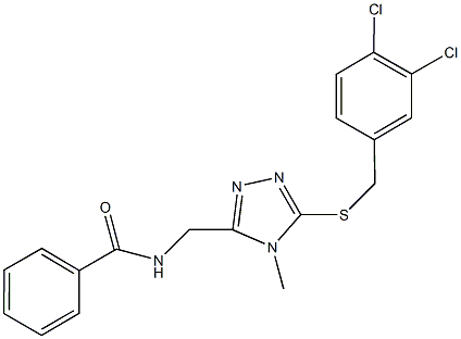 N-({5-[(3,4-dichlorobenzyl)sulfanyl]-4-methyl-4H-1,2,4-triazol-3-yl}methyl)benzamide 구조식 이미지