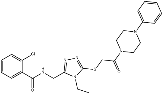 2-chloro-N-[(4-ethyl-5-{[2-oxo-2-(4-phenyl-1-piperazinyl)ethyl]sulfanyl}-4H-1,2,4-triazol-3-yl)methyl]benzamide Structure