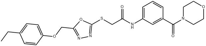 2-({5-[(4-ethylphenoxy)methyl]-1,3,4-oxadiazol-2-yl}sulfanyl)-N-[3-(4-morpholinylcarbonyl)phenyl]acetamide Structure