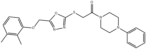 1-[({5-[(2,3-dimethylphenoxy)methyl]-1,3,4-oxadiazol-2-yl}sulfanyl)acetyl]-4-phenylpiperazine Structure