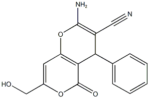 2-amino-7-(hydroxymethyl)-5-oxo-4-phenyl-4H,5H-pyrano[4,3-b]pyran-3-carbonitrile 구조식 이미지