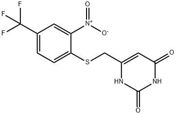 6-({[2-nitro-4-(trifluoromethyl)phenyl]thio}methyl)-2,4(1H,3H)-pyrimidinedione 구조식 이미지