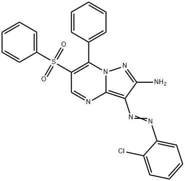 3-[(2-chlorophenyl)diazenyl]-7-phenyl-6-(phenylsulfonyl)pyrazolo[1,5-a]pyrimidin-2-amine Structure