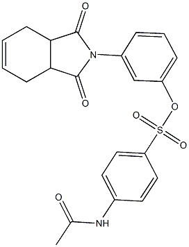 3-(1,3-dioxo-1,3,3a,4,7,7a-hexahydro-2H-isoindol-2-yl)phenyl 4-(acetylamino)benzenesulfonate 구조식 이미지