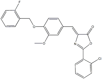 2-(2-chlorophenyl)-4-{4-[(2-fluorobenzyl)oxy]-3-methoxybenzylidene}-1,3-oxazol-5(4H)-one Structure