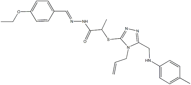 2-{[4-allyl-5-(4-toluidinomethyl)-4H-1,2,4-triazol-3-yl]sulfanyl}-N'-(4-ethoxybenzylidene)propanohydrazide 구조식 이미지