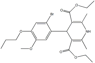 diethyl 4-(2-bromo-5-methoxy-4-propoxyphenyl)-2,6-dimethyl-1,4-dihydro-3,5-pyridinedicarboxylate 구조식 이미지