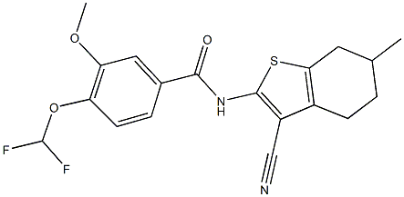 N-(3-cyano-6-methyl-4,5,6,7-tetrahydro-1-benzothien-2-yl)-4-(difluoromethoxy)-3-methoxybenzamide Structure