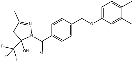 1-{4-[(3,4-dimethylphenoxy)methyl]benzoyl}-3-methyl-5-(trifluoromethyl)-4,5-dihydro-1H-pyrazol-5-ol 구조식 이미지