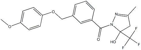 1-{3-[(4-methoxyphenoxy)methyl]benzoyl}-3-methyl-5-(trifluoromethyl)-4,5-dihydro-1H-pyrazol-5-ol 구조식 이미지