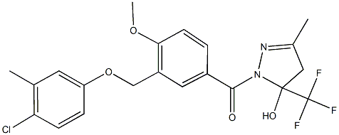 1-{3-[(4-chloro-3-methylphenoxy)methyl]-4-methoxybenzoyl}-3-methyl-5-(trifluoromethyl)-4,5-dihydro-1H-pyrazol-5-ol 구조식 이미지