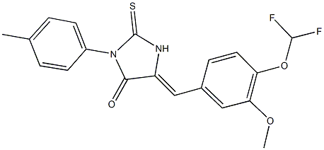 5-[4-(difluoromethoxy)-3-methoxybenzylidene]-3-(4-methylphenyl)-2-thioxo-4-imidazolidinone 구조식 이미지