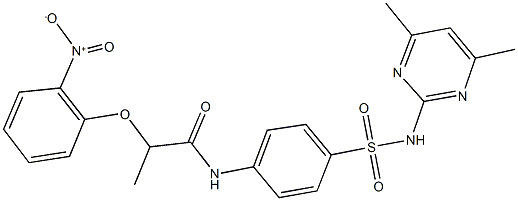 N-(4-{[(4,6-dimethyl-2-pyrimidinyl)amino]sulfonyl}phenyl)-2-{2-nitrophenoxy}propanamide 구조식 이미지