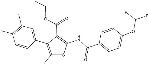 ethyl 2-{[4-(difluoromethoxy)benzoyl]amino}-4-(3,4-dimethylphenyl)-5-methyl-3-thiophenecarboxylate Structure