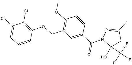 1-{3-[(2,3-dichlorophenoxy)methyl]-4-methoxybenzoyl}-3-methyl-5-(trifluoromethyl)-4,5-dihydro-1H-pyrazol-5-ol Structure