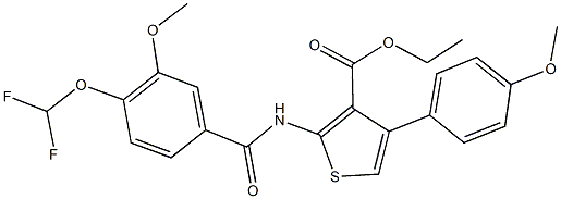 ethyl 2-{[4-(difluoromethoxy)-3-methoxybenzoyl]amino}-4-(4-methoxyphenyl)-3-thiophenecarboxylate 구조식 이미지