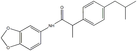 N-(1,3-benzodioxol-5-yl)-2-(4-isobutylphenyl)propanamide 구조식 이미지