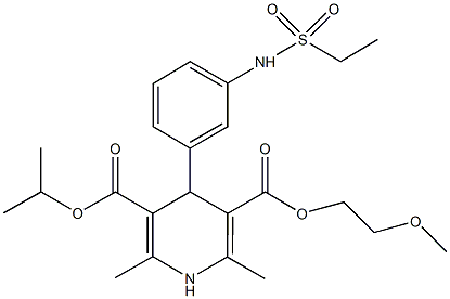 3-isopropyl 5-(2-methoxyethyl) 4-{3-[(ethylsulfonyl)amino]phenyl}-2,6-dimethyl-1,4-dihydro-3,5-pyridinedicarboxylate Structure