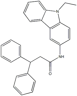 N-(9-ethyl-9H-carbazol-3-yl)-3,3-diphenylpropanamide 구조식 이미지