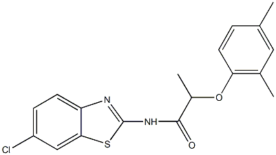 N-(6-chloro-1,3-benzothiazol-2-yl)-2-(2,4-dimethylphenoxy)propanamide 구조식 이미지