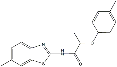 N-(6-methyl-1,3-benzothiazol-2-yl)-2-(4-methylphenoxy)propanamide 구조식 이미지